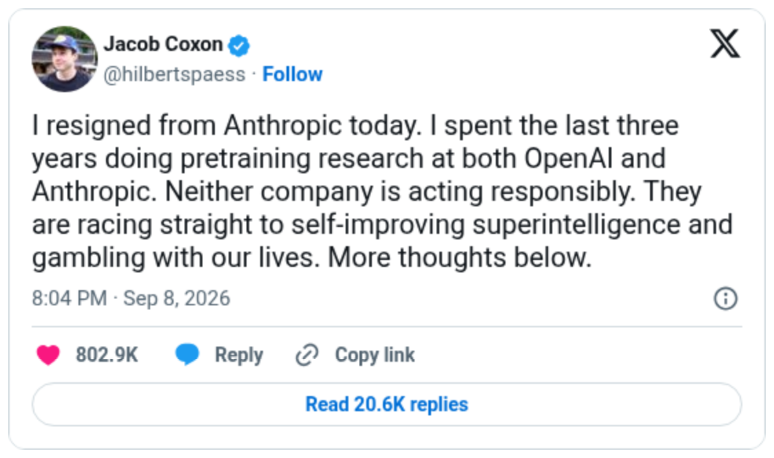 Jacob Coxon's resignation thread on X