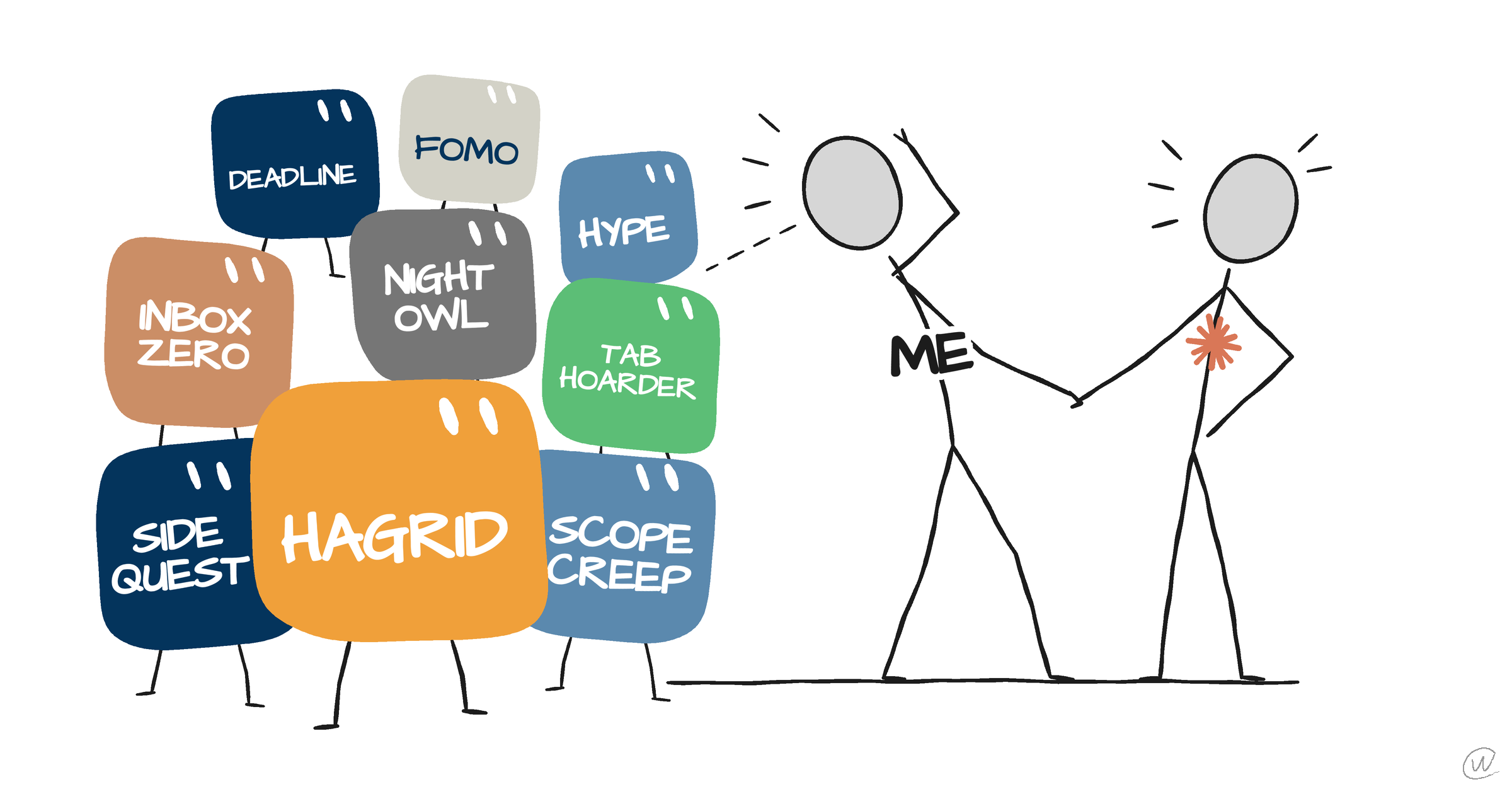 Distracted Boyfriend meme in stick figures: a guy labeled ME holds hands with a partner marked with the Claude logo while looking back at nine Grok Bots led by HAGRID.