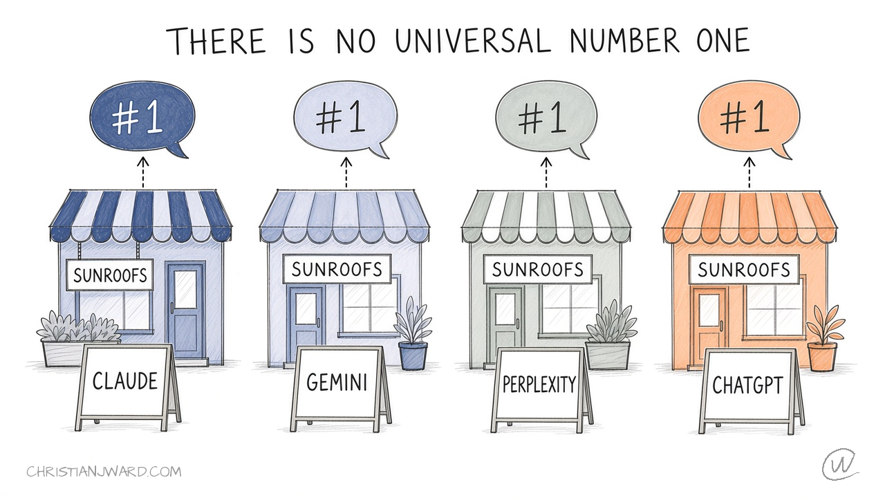 Four sunroof shops, each under a different number one speech bubble
